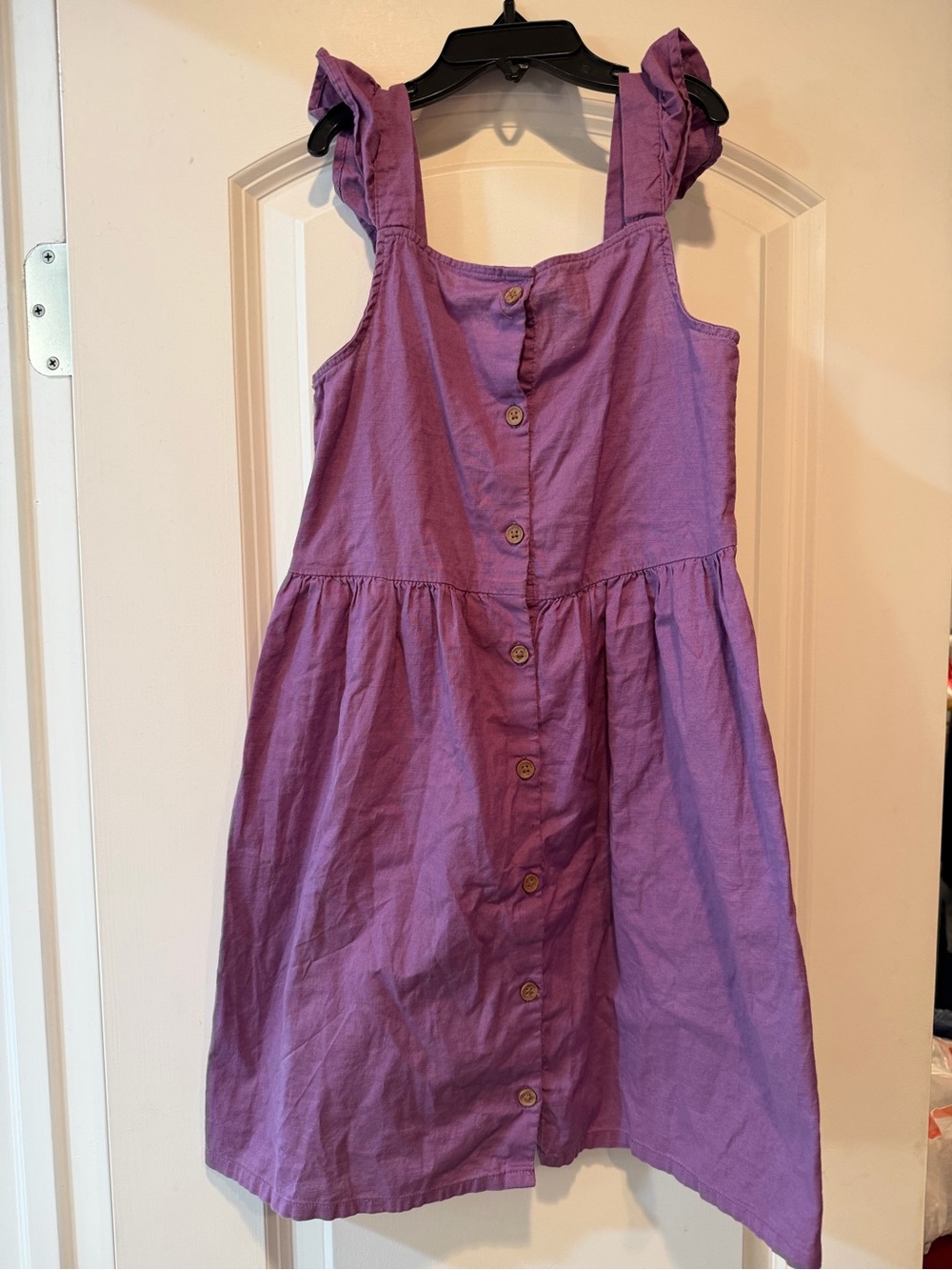 H&M Girls Lavender Button-Front Sundress with Ruffle Straps